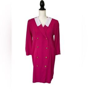 Vintage 80s Barbie Pink Shirt Dress, Large
